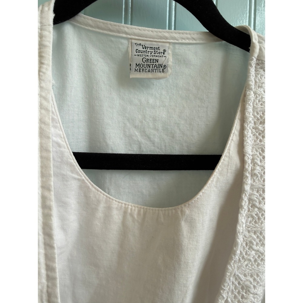 VTG Vermont Country Store Green Mountain Merc Cotton Crochet Modest Dressing M - Picture 3 of 9
